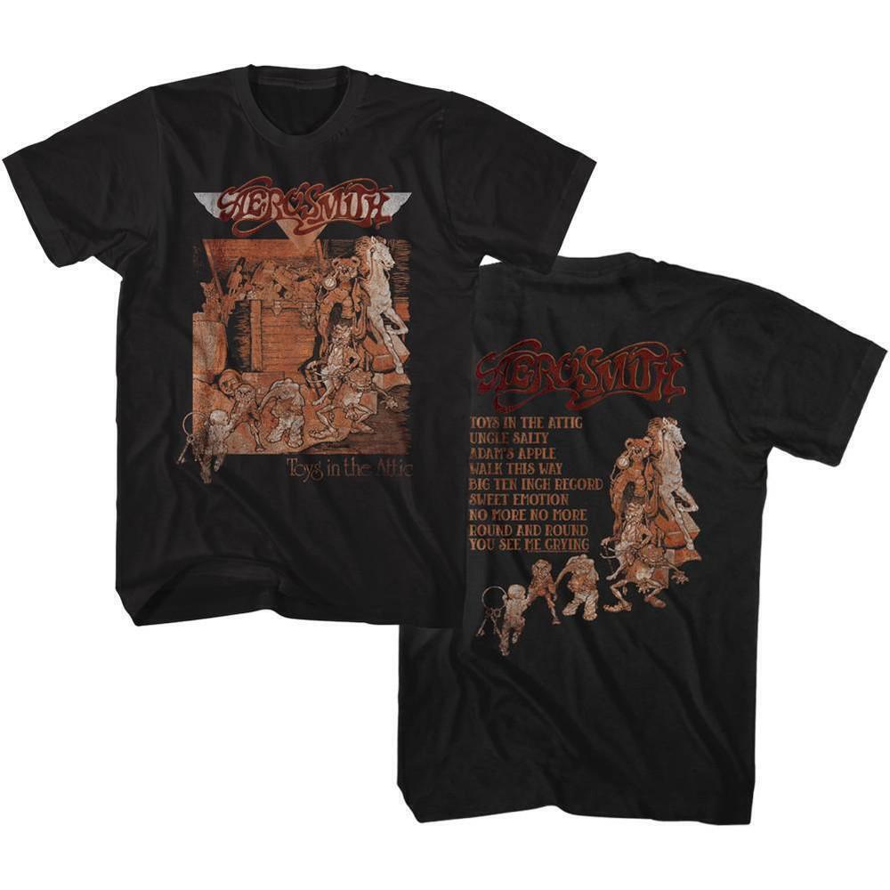 Aerosmith Toys In The Attic Cover Art Black Adult T Shirt 2 Sided